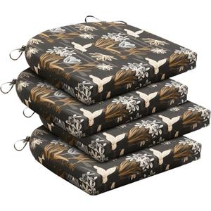 downluxe Outdoor Chair Cushions Set of 3 for Patio Furniture, Water-Resistant Patio Chair Cushions with Ties, High Density Foam Outdoor Seat Cushion, 17" X 16" X 2", Nightbird