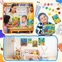 4 Pack Paint by Numbers for Kids Ages 6-8 8-12, Pre-Drawn Canvas Painting Kit with 12 Acrylic Paints & 8 Brushes, DIY Canvas Art Kits for Kids Painting Activities, Classroom Crafts, Wall Decor