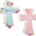 279 Pcs Sunday School VBS Wooden Pastel Cross Crafts DIY Religious Cross Hanging Flower Decorations Make Your Own Jesus Resurrection Spring Party Decor for Communion Church Classroom Art Supplies
