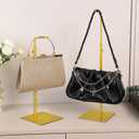 2PCS Handbag Display Stand, Purse Holder Gold Metal Tall Hanging-hook Display Stands for Bag or Necklace Table Display Organizer with Stable Square Base