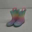 EUXTERPA Girls Glitter Light Up Waterproof Rain Boots Toddler Kids Rainbow Boots with Easy On Handles, Pink Gradient, Toddler Size 10