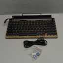 Retro Typewriter Wireless Mechanical Gaming Keyboard, Bluetooth 5.0 Office Computer Vintage Keyboards 83-Key Blue Switches Punk Round Keycap, LED Backlight, Compatible with PC/Laptop/Pad/Phone, Wood