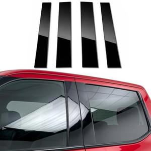 A Set Window B Pillar Post Cover Trim Molding Kit fit for 2007-2021 Toyota Tundra Accessories with Gloss Black Self-Adhesive