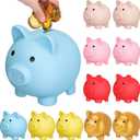Gerrii 12 Pcs Cute Plastic Piggy Bank Bulk Pig Money Bank Large Unbreakable Piggy Coin Money Saving Box for Adult Kids Boy Girl Birthday New Year School Baby Shower Decoration(Colorful), as picture shown