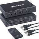 KCEVE HDMI KVM Switch with Hotkey Switching Way, 2 Ports USB 4K@60Hz KVM Switcher for 2 Computers Share Keyboard Mouse and one HD Monitor, with HDMI Cables and USB Cables