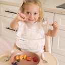 Tiny Twinkle Mess-Proof Baby Bibs for Eating | Waterproof, Wipeable Toddler Bibs with Catch-All Pocket | Feeding Bibs for Girls & Boys(3 Pack,Toile,Bows)