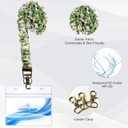 Lanyardio Stretchy Scrunchie Lanyard for ID Badges Keys, Cute Teacher Lanyard for Women with 2 Card Holders 19.6 Inch (Green Flower)