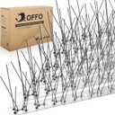 OFFO Bird Spikes Pre-Assembled for Pigeons Birds, Cover 24 Feet Durable Bird Spikes with Stainless Steel for Fence Roof Mailbox Window (Bright Silver)