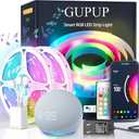 GUPUP WiFi Led Lights 50 ft, Smart App Controlled Led Strip Lights, Compatible with Alexa and Google Assistant Devices, Voice Control,Music Sync,Color Changing Tape Lighting