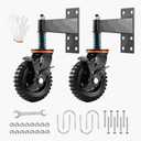 YeeJinHong 2 Pack 6 Inch Gate Wheel with Brake Heavy Duty Fence Wheel 360 Swivel, Spring Shock Absorption, 1000LB Capacity, All-Terrain Rubber Tire & Metal Bracket for Sliding Farm Garden Gates