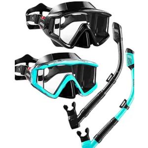 Aegend Snorkeling Gear for Adults Youth Kids, Snorkel Mask with Top Dry Valve - Panoramic View Anti-Leak and Anti-Fog with Mesh Bag for Snorkeling, Scuba Diving, Freediving & Swimming