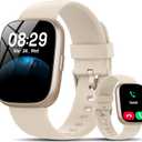 Smart Watch with Alexa Built-in, 1.83" HD Touchscreen Fitness Tracker with Bluetooth Calling, Fitness Watch with Heart Rate/Sleep Monitor/120+ Sports, IP68 Waterproof Smartwatch for Android iOS, Cream