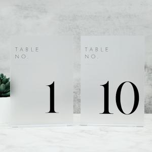 JINMURY Frosted Wedding Table Numbers 1-10 with Stands, 5"x7" Frosted Acrylic Table Numbers, Perfect for Wedding Reception, Party, Anniversary, Event (Black Font, 1-10, 5"x7")