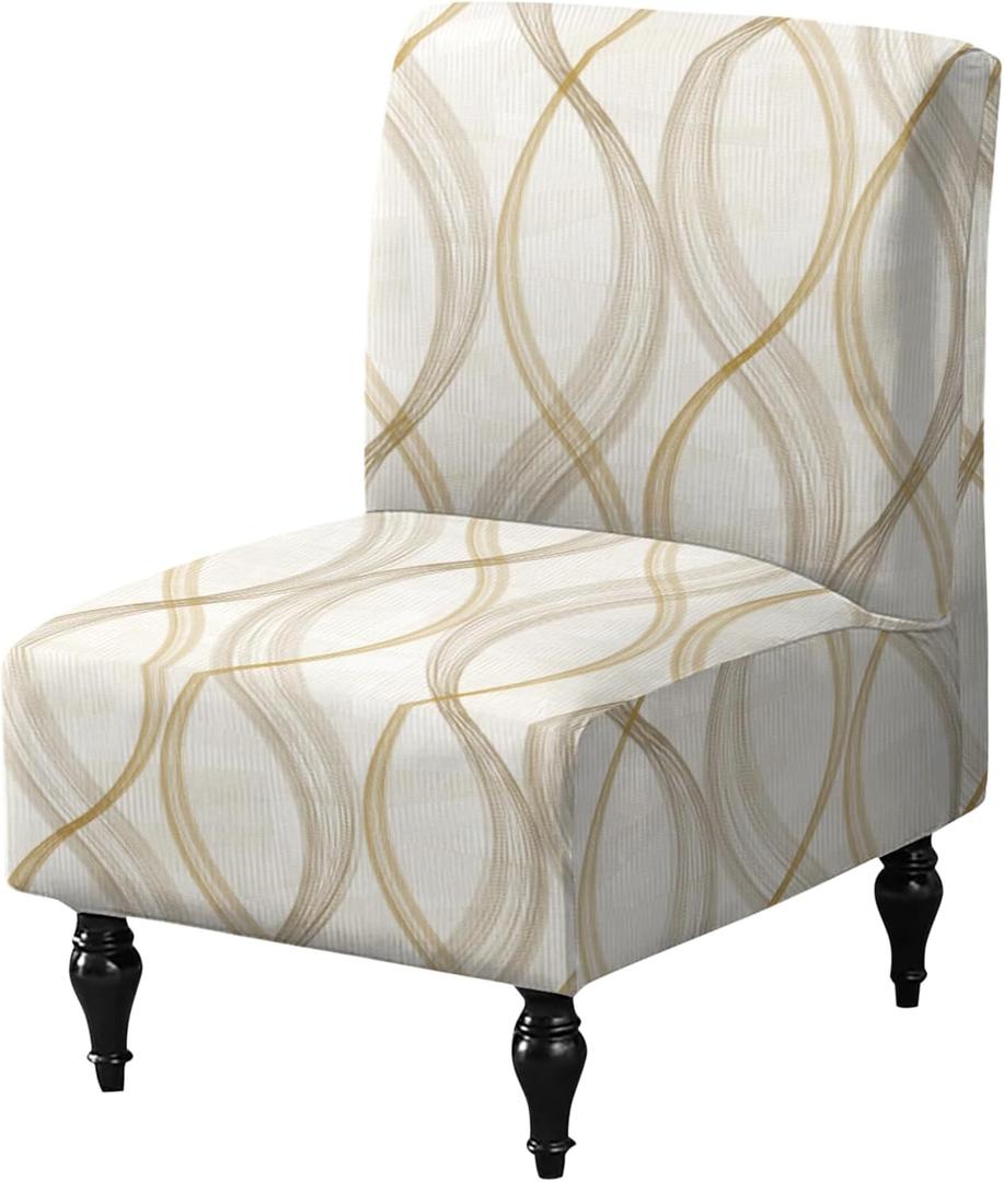 FUANGUI Armless Accent Chair Cover Slipcover, Stretch Spandex Chair Covers for Living Room Removable Washable for Armless Chair Furniture Protector (1Pc, A6)