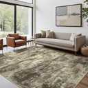 Area Rugs 8x10 for Living Room Bedroom, Modern Abstract Machine Washable Rug, Large Soft Low Pile Floor Cover with Non Slip Backing for Dining Room, Brown