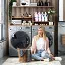 2-Tier Bamboo Laundry Washer and Dryer Countertop Walnut, 54 x 27.55 inches
