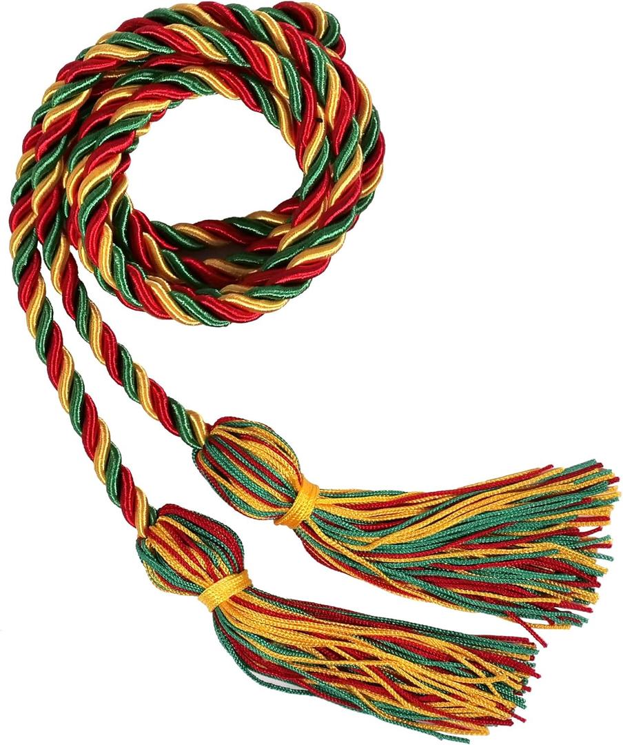 Intertwined Graduation Honor Cords (Red/Gold/Kelly Green)