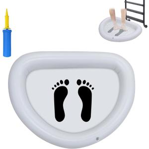 Nattork Inflatable Foot Bath Basin for Pool Entry, Foldable Foot Wash Tub for Above Ground Swimming Pools, Hot Tubs, and Outdoor Spas, Lightweight Foot Cleaning Basin for Pool Ladder Hygiene Footprint