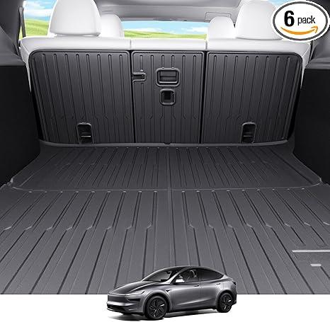 Wekar Cargo Mat Compatible with Tesla Model Y Juniper 2025-2026 5 Seat, Heavy-Duty TPE Trunk Liner Rear Seat Back Protector Model Y Accessories Custom Fit Trunk Mat- 6PCS