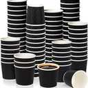 LeonBach 100 Pack 4oz Disposable Espresso Cups,Ripple Corrugated Paper Insulated Hot Cups,Mini Coffee Cups 4 oz Paper Cups for Party Picnic Hot Cold Drinks Cocoa Beverage Tea,Black