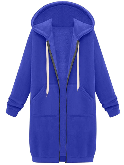 Women's Zip Up Long Hoodies Oversized Long Sleeve Drawstring Hooded Sweatshirts 2025 Fall Fleece Jackets with Pockets size, Royal Blue, LARGE