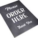 Please Order Here Sign - Cafe, Takeaway, Coffee Shop, Sandwich Shop, Counter Sign, A4 size (Black Adhesive)