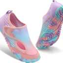 XIHALOOK Water Shoes for Kids Boys Girls Wide Toe Barefoot Quick Dry for Beach Swim Pool Surf Aqua Sports (12.5 Little Kid, Purple Blue Pink)