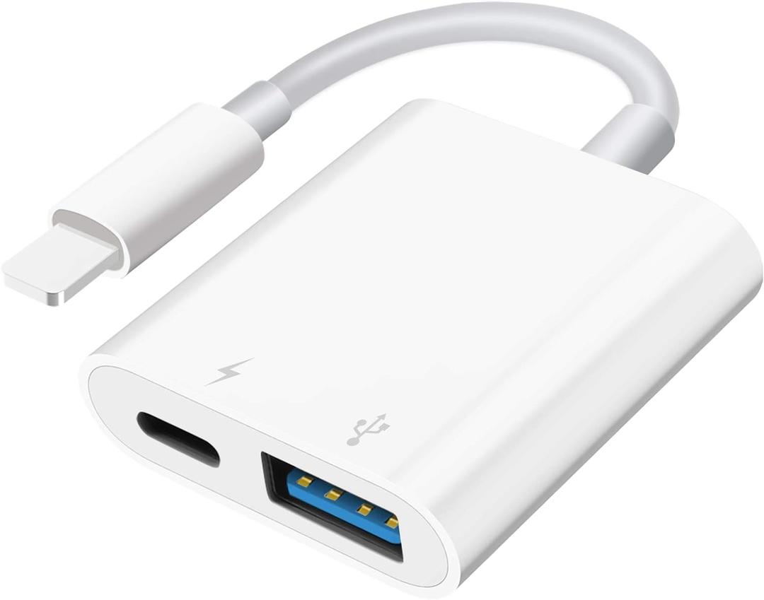 SUNTRSI USB Camera Adapter, USB Female OTG Adapter for iPhone iPad, Portable USB Adapter for iPhone with Charging Port, No Application, Plug and Play SUNTRSI USB Camera Adapter, USB Female OTG Adapter for iPhone iPad, Portable USB Adapter for iPhone with Charging Port, No Application, Plug and Play