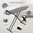 Jakeefud Full Size Ironing Board 47" X 15" with Heat Resistant Cover and Thicken Felt Pad, Safety Iron Rest, Anti-Skid Feet, Height Adjustable, Heavy Duty