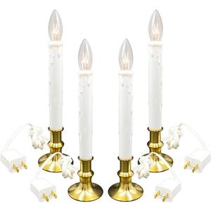New Ideal Lights Daily Timer Window Candle 8/16 hrs Heavy Brush Brass Base 4PK