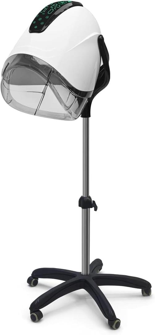 Professional Stand-up Hooded Hair Dryer,with Smart Touch Control Panel, 1000W 8-Speed Settings, Negative ion and Ozone Functions,with Bonnet Portable Blow Dryer, for Salons and Home use. (White)