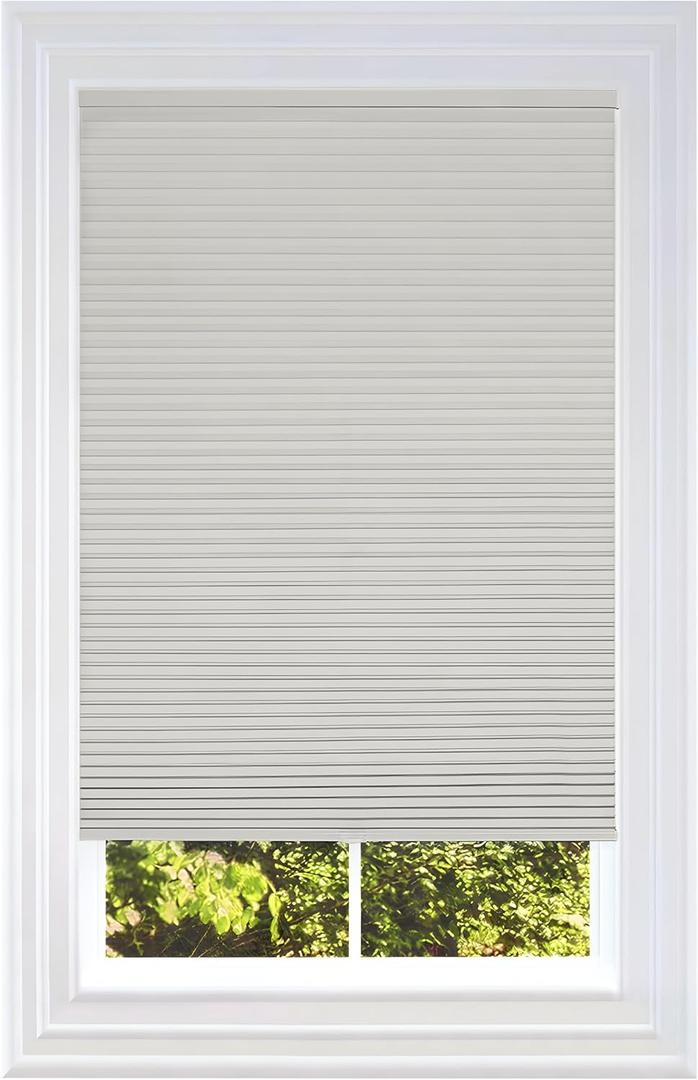 BlindsAvenue Cellular Honeycomb Cordless Shade, 9/16" Single Cell, Blackout, Winter White, Size: 58.5" W x 48" H