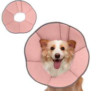 MAXFUT Dog Cone Collar,Soft Cone for Dogs to Stop Licking After Surgery,Non Inflatable Dog Donut Cone (Pink, XXL)