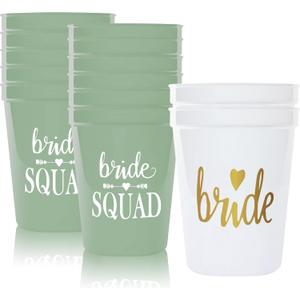 PartyGifts&beyond Bachelorette Party Cups 13packs Bride Squad Plastic Cups for Bridesmaid Bridal Shower Wedding Decorations