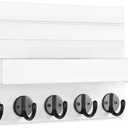 Lwenki Key Holder for Wall, Decorative Key and Mail Holder with Shelf Has Large Key Hooks for Bags, Coats, Umbrella Paulownia Wood Key Hanger with Mounting Hardware (9.8W x 6.7H x 4.2D)