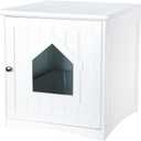 TRIXIE Litter Box Enclosure, Hidden Kitty Litter Box Cabinet, Furniture Style, White,(19.84 LBS)