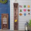 DECOLURE Welcome Sign for Front Porch - Tall Solid Wood Porch Door Sign with 10 Magnetic Seasonal & Holiday Pieces, Rustic Farmhouse Outdoor Decor for Year Round Welcoming Entryway (Porch Brown), 50 inches tall