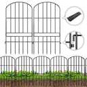 Adavin Animal Barrier Garden Fence,15 Pack Black 12''L x 25" H no dig Fence, Underground dig Protection for Dog Rabbits Rustproof Metal Wire Panel Border, 15 ft Ground Stakes for Outdoor Patio