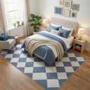 GarveeHome Navy Blue Area Rugs 8x10 for Living Room, Checkered Large Washable Rug Soft Non Slip Backing Floor Mat Carpet Indoor Thin Rug for Bedroom Dining Room Playroom Nursery Home Decor