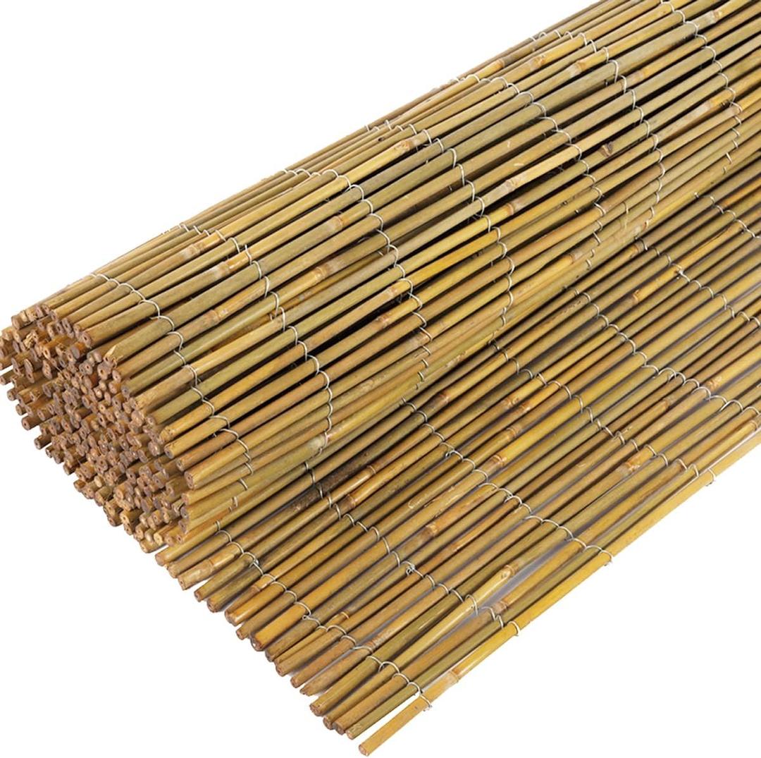 Jollybower 4ft x 8ft x 0.4" D Natural Bamboo Fence, Outdoor Rolled Bamboo Fencing, Decorative Privacy Screen for Garden Backyard Balcony