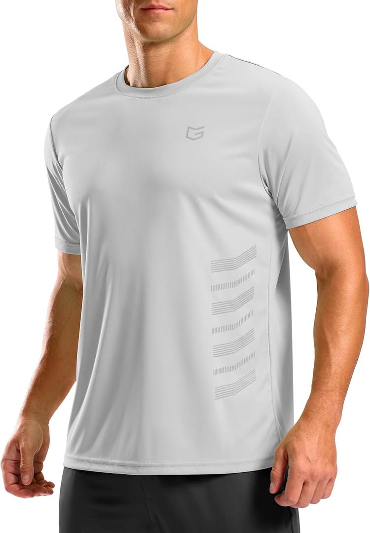 G Gradual Men's Workout Shirts Quick Dry Athletic Running T-Shirts Lightweight Moisture Wicking Short Sleeve Sports Gym Tops (White, L)
