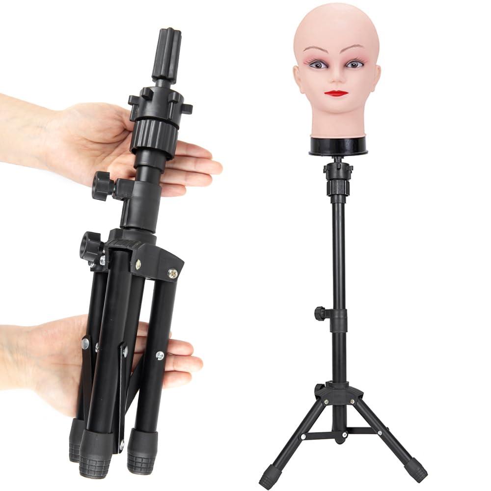 ZQIAN BEAUTY 25 Inch Wig Stand Tripod, Adjustable Mannequin Head Stand, Wig Head Stand for Training Heads And Canvas Block Head (Mannequin Head Not Included) (Black)