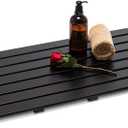 GOBAM Bamboo Bath Mat, Extra Large, 31.50 x 18.35 x 1.3 inches - Non-Slip Floor Mat for Bathroom, Spa, Sauna, Kitchen, Indoor & Outdoor Spaces, Shower Mat for Bathroom Decor - Black