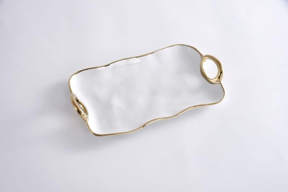 Pampa Bay Golden Handles Small Platter, Porcelain, 13.5" x 7.75" x 1.75"