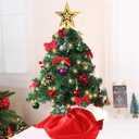 Juegoal 24 Inch Mini Christmas Tree Set, Table Top Artificial Christmas Trees with 50 LED Lights, Ornaments and Red Berries, Best DIY Christmas Decorations (Green)