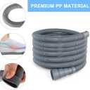 Washing Machine Drain Hose Universal 11.4 FT Dishwasher Drainage Hose Flexible Corrugated Washer Hose Extension Kit with 1 U-Bend Holder, 1 Extension Adapter and 4 Steel Clamps