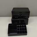 READAEER Makeup Organizer 3 Pieces Cosmetic Storage Case with 6 Drawers (Black)