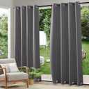 RYB HOME 2 Panels Weighted Outdoor Curtains - Waterproof Windproof Thermal Insulated Blackout Privacy Curtain for Porch Balcony Cabana, Grey, W52 x L84 inches (52"W x 84"L (Pack of 2))