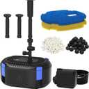 AquaMiracle All-in-One Koi Pond Filters for Outdoor Ponds 500-750 Gal, Pond Fountain Pump with 3 Spray Patterns, Fountain Kit with 850GPH Water Pump for Garden, Water Feature, Bird Baths