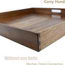 24 x 24 Inches Extra Large Square Black Walnut Wood Ottoman Tray with Handles, Serve Tea, Coffee or Breakfast in Bed, Classic Wooden Decorative Serving Tray